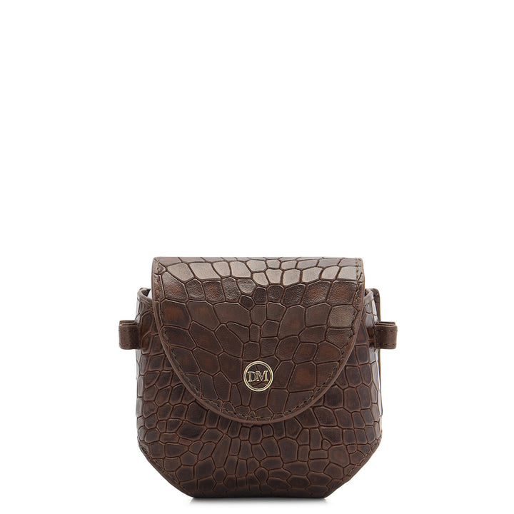 Croco Leather Golf Ball Case - Walnut