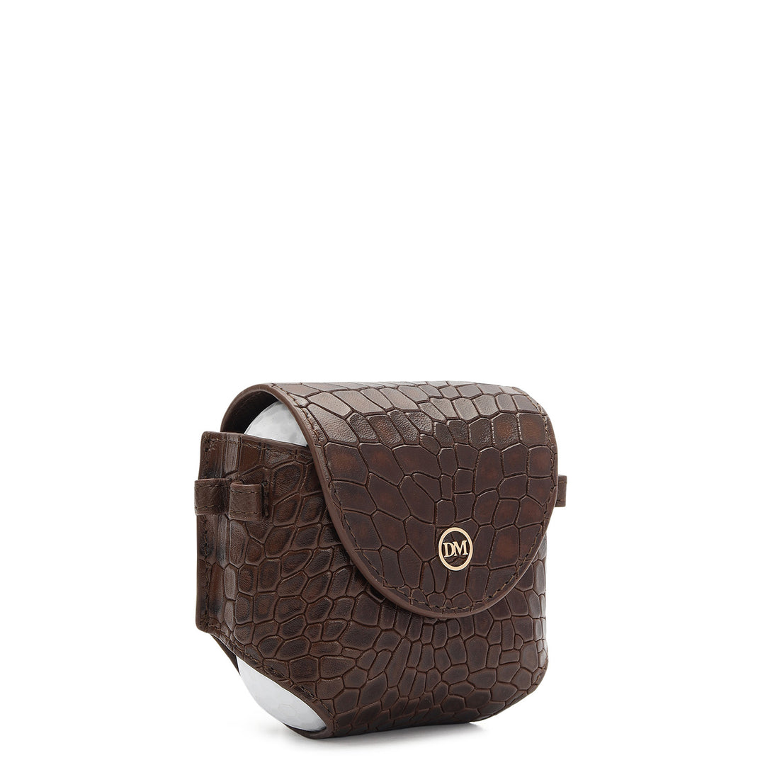Croco Leather Golf Ball Case - Walnut