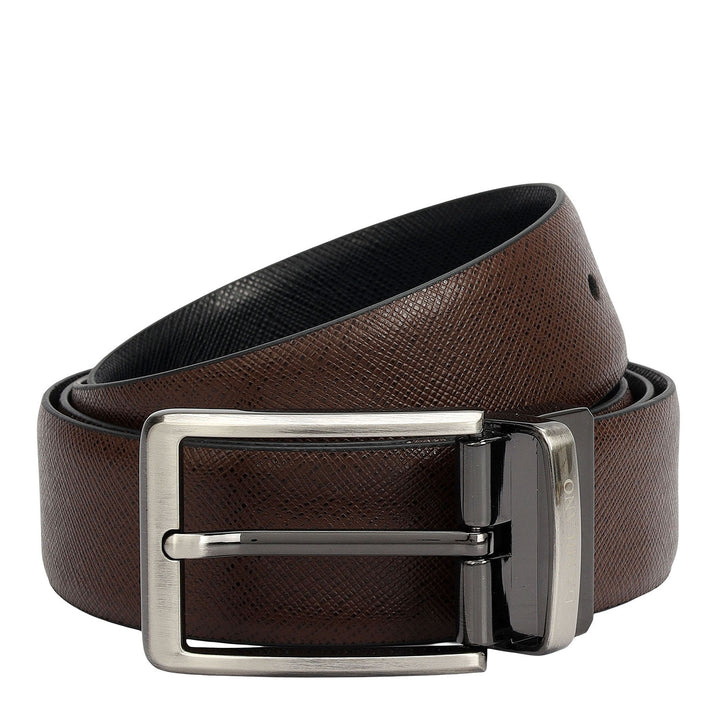 Walnut Saffiano Franzy Leather Mens Wallet & Belt Gift Set