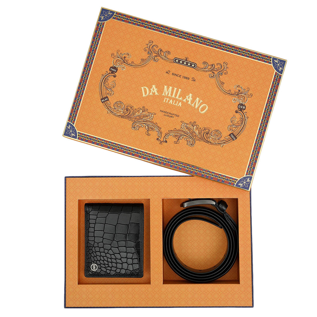 Croco Leather Gift Set - Black