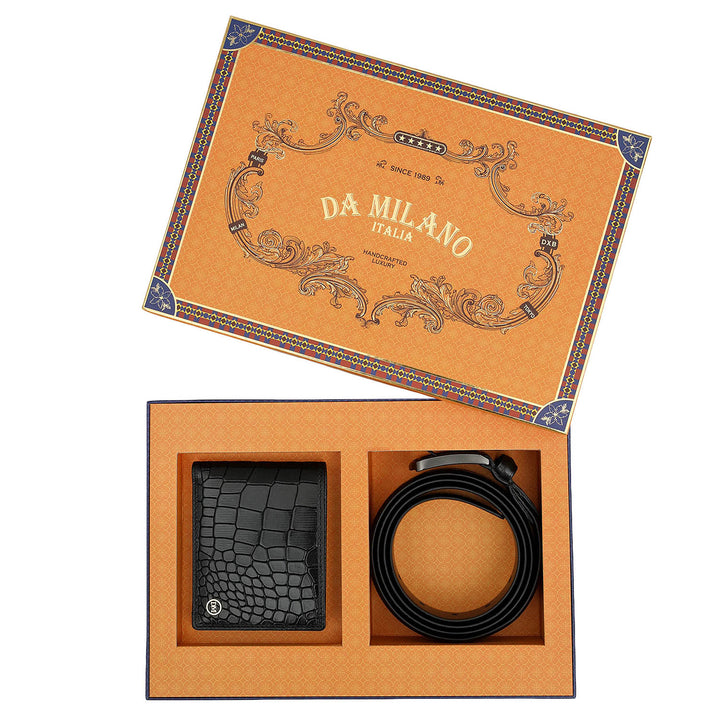Croco Leather Gift Set - Black