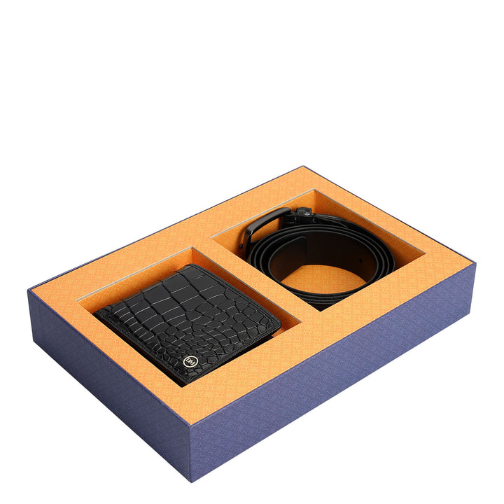 Croco Leather Gift Set - Black