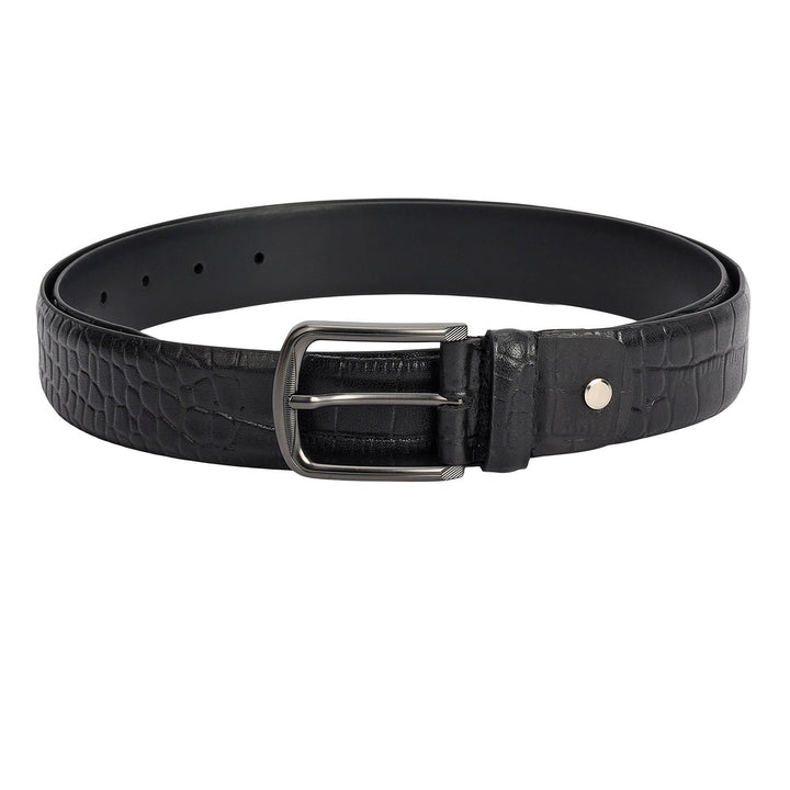 Black Croco Leather Mens Wallet & Belt Gift Set