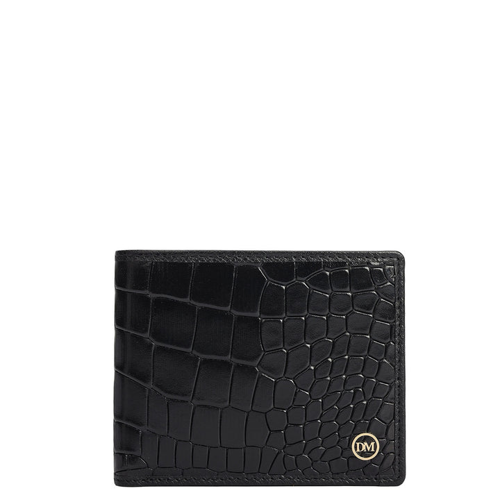 Black Croco Leather Mens Wallet & Belt Gift Set