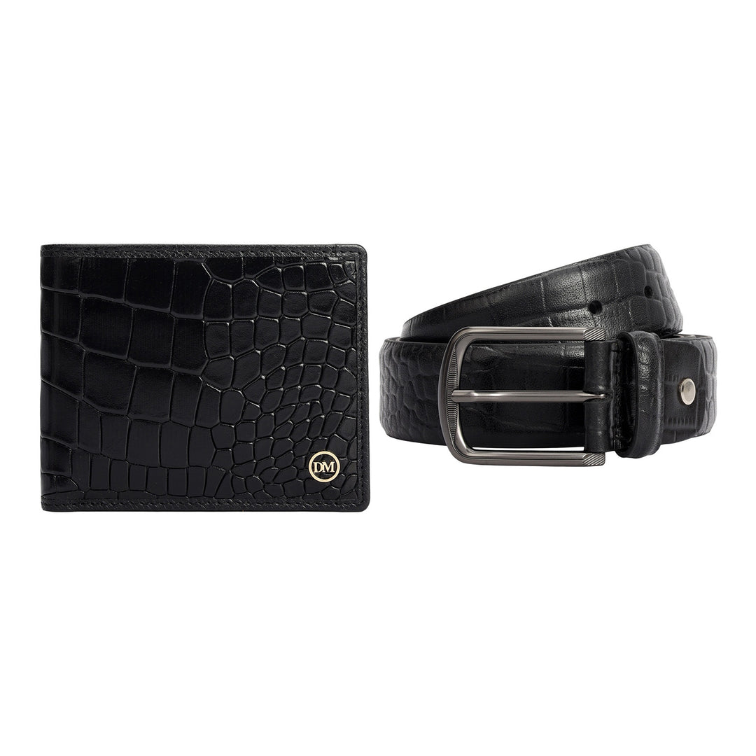 Croco Leather Gift Set - Black