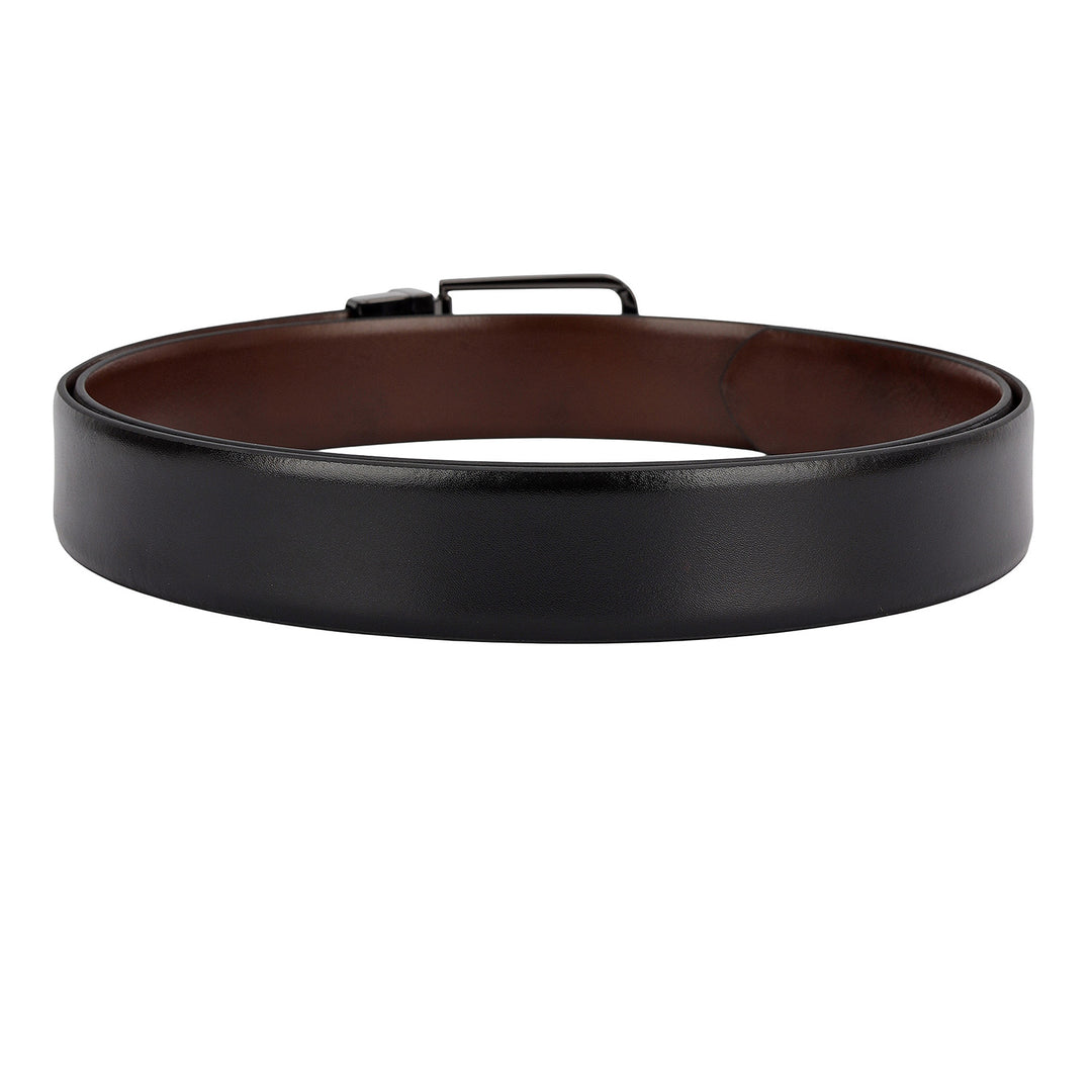 Black Plain Leather Mens Wallet & Belt Gift Set