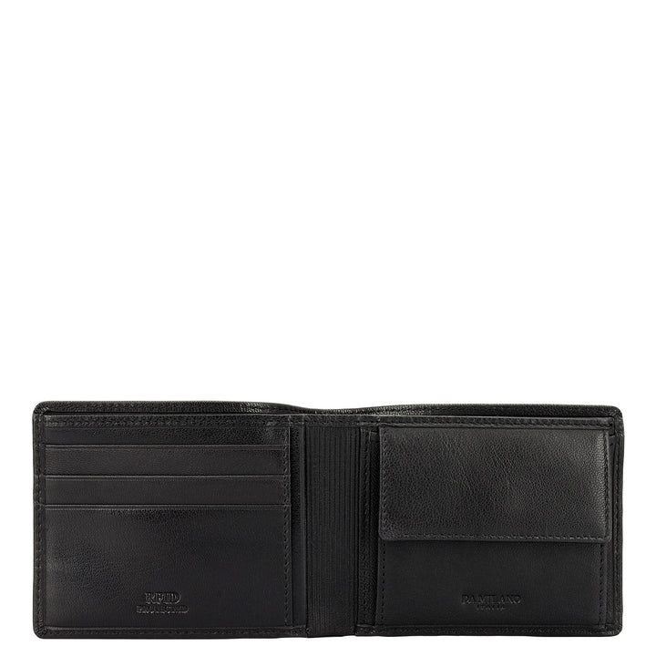 Black Plain Leather Mens Wallet & Belt Gift Set