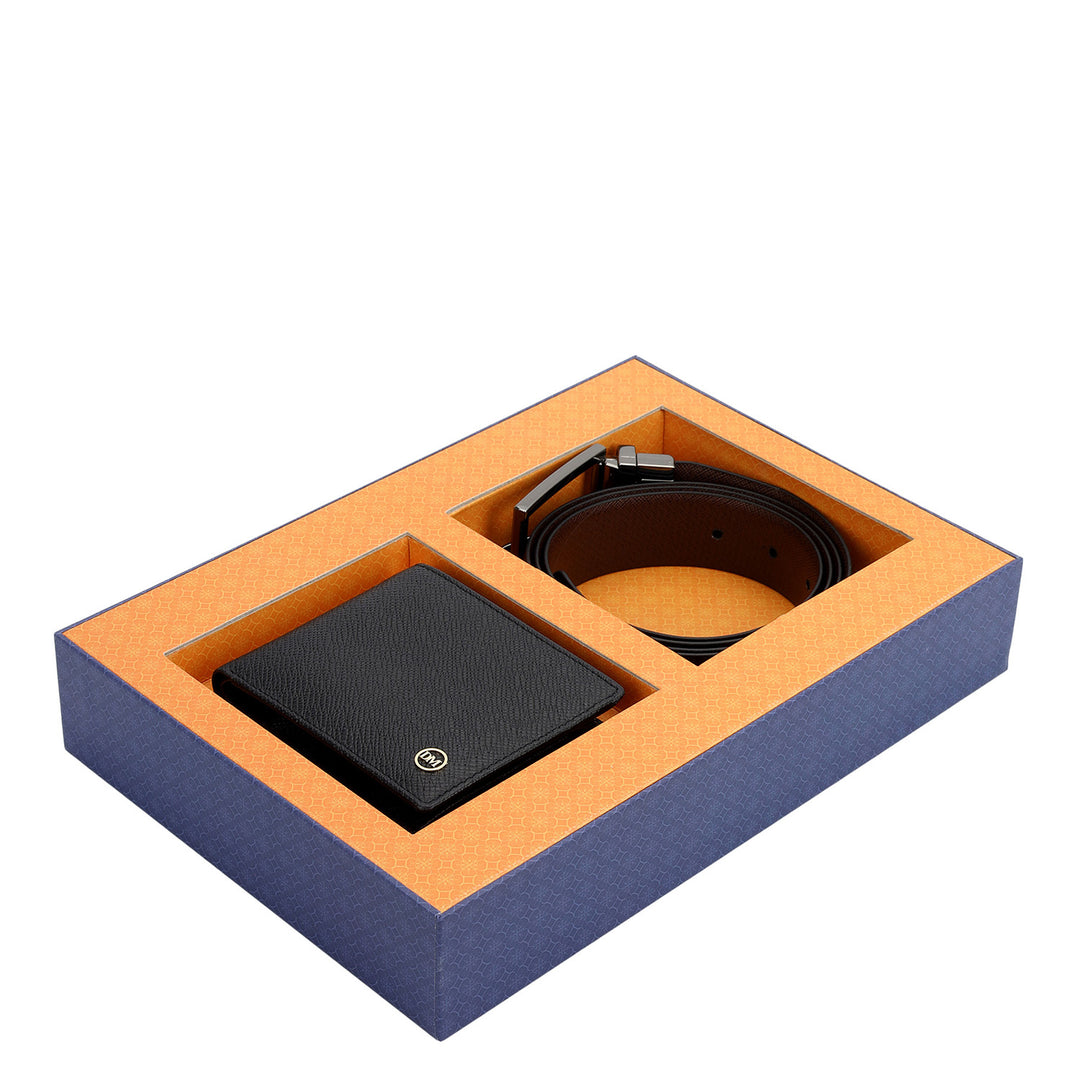 Saffiano Franzy Leather Gift Set - Black