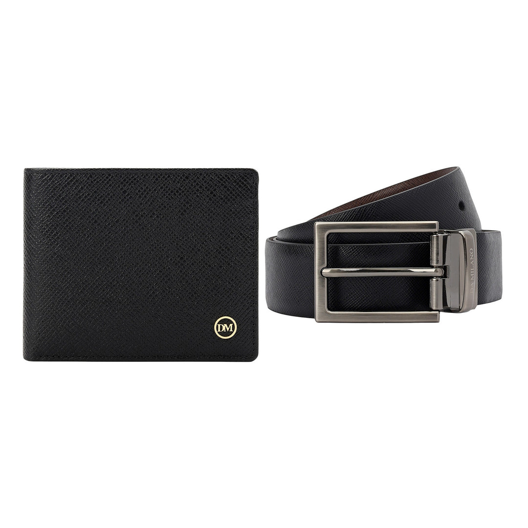 Saffiano Franzy Leather Gift Set - Black
