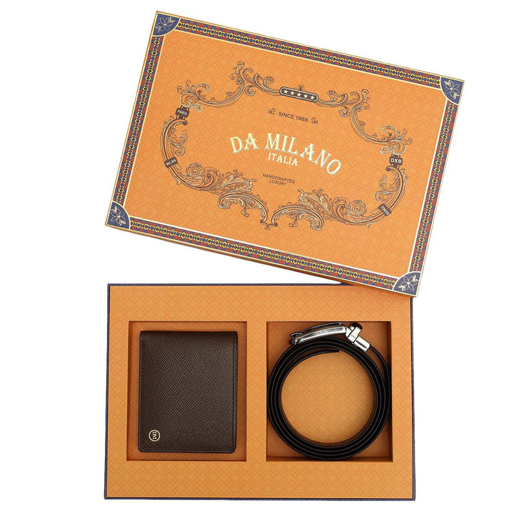 Walnut Saffiano Franzy Leather Mens Wallet & Belt Gift Set