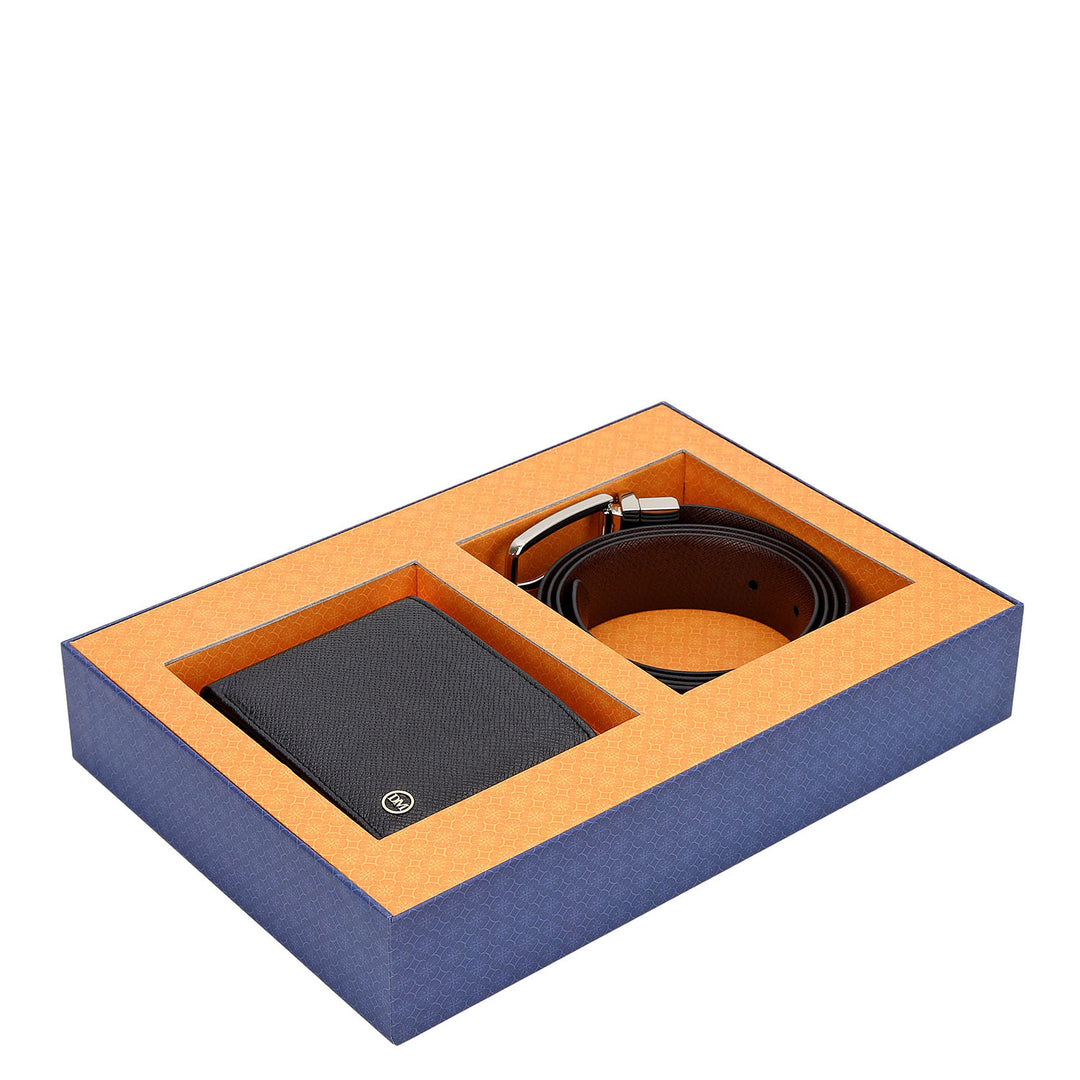Saffiano Leather Gift Set - Black