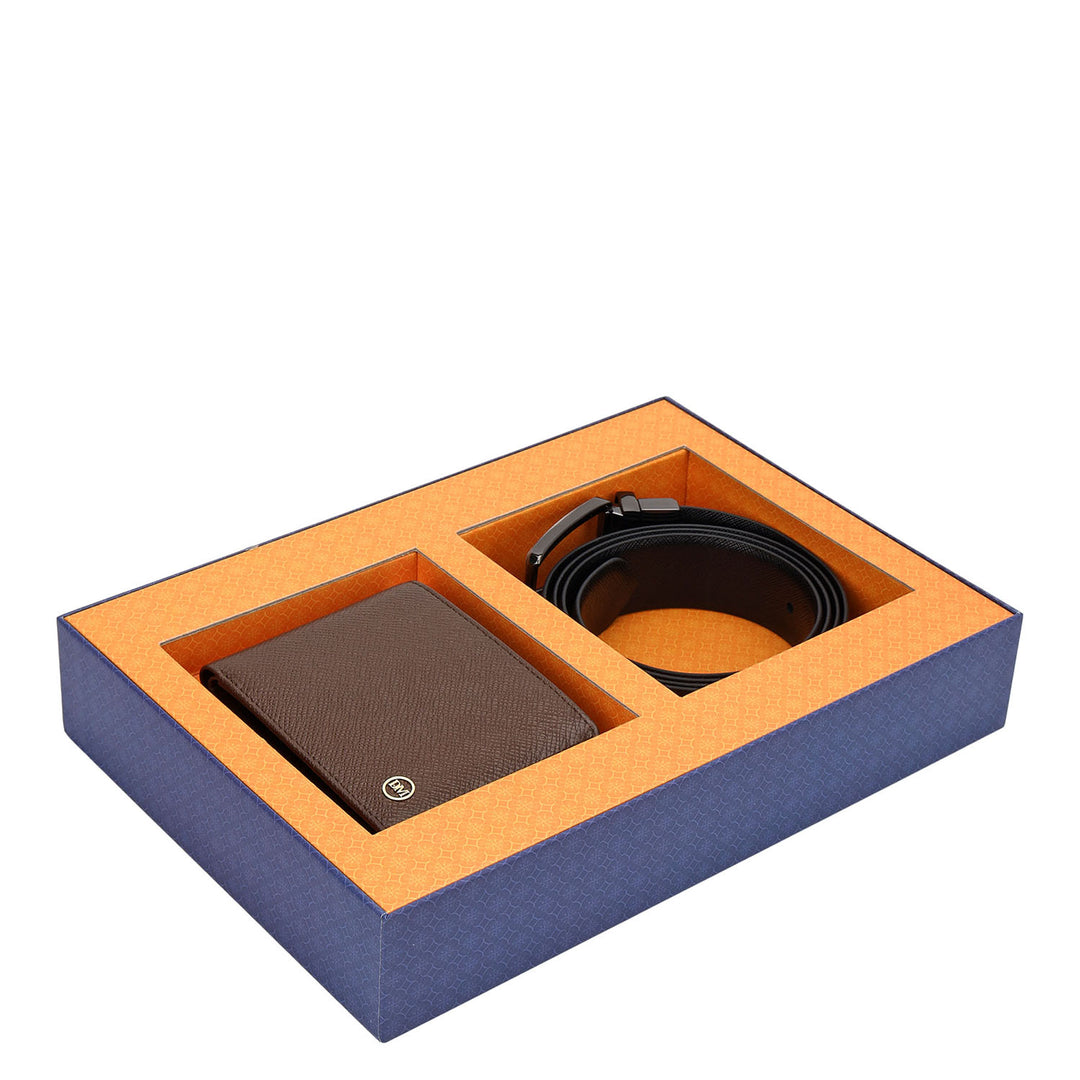 Saffiano Leather Gift Set - Walnut