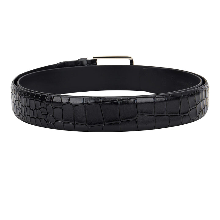 Croco-Texture Leather Men's Gift Set - Black