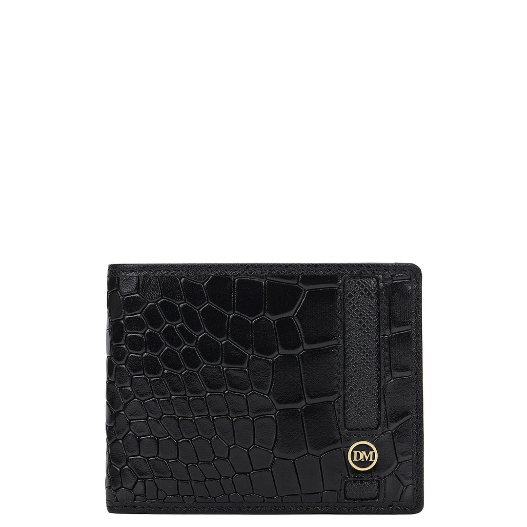 Croco-Texture Leather Men's Gift Set - Black