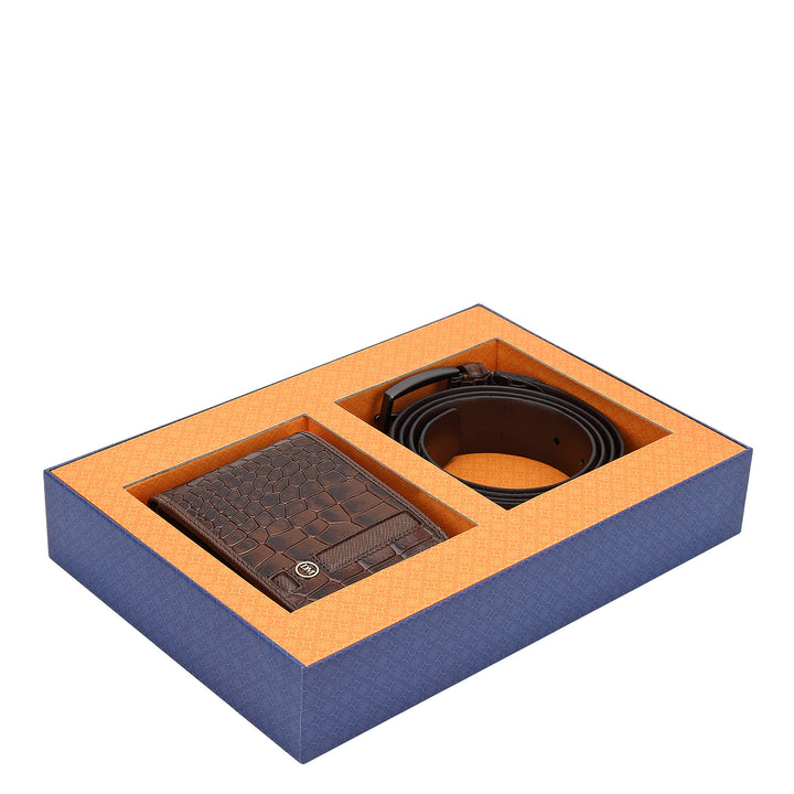 Croco Leather Gift Set - Walnut