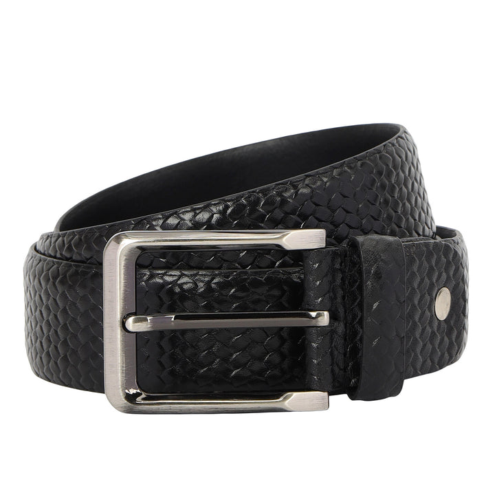 Mat-Emboss Leather Men's Gift Set - Black