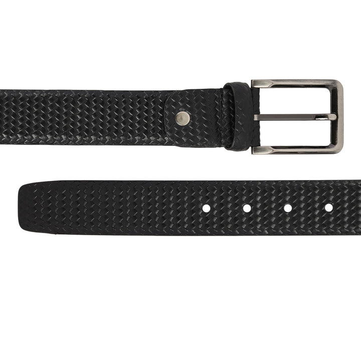 Mat-Emboss Leather Men's Gift Set - Black