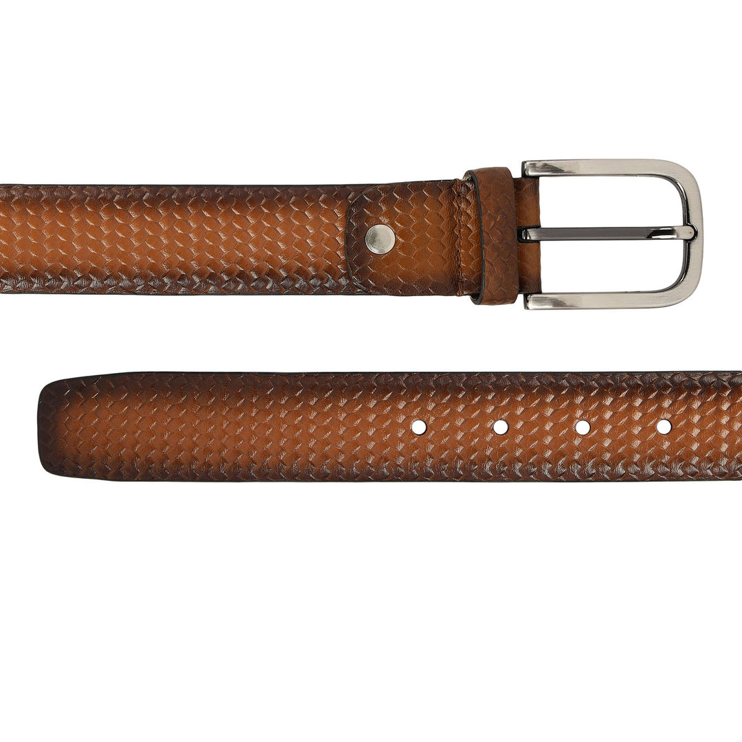 Mat-Emboss Leather Men's Gift Set - Cognac