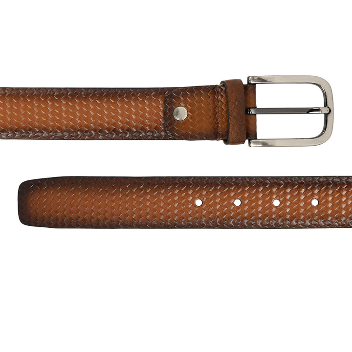 Mat-Emboss Leather Men's Gift Set - Cognac