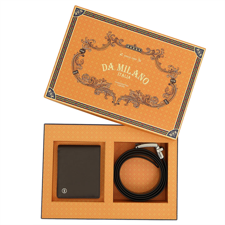 Plain Leather Men's Gift Set - Brown