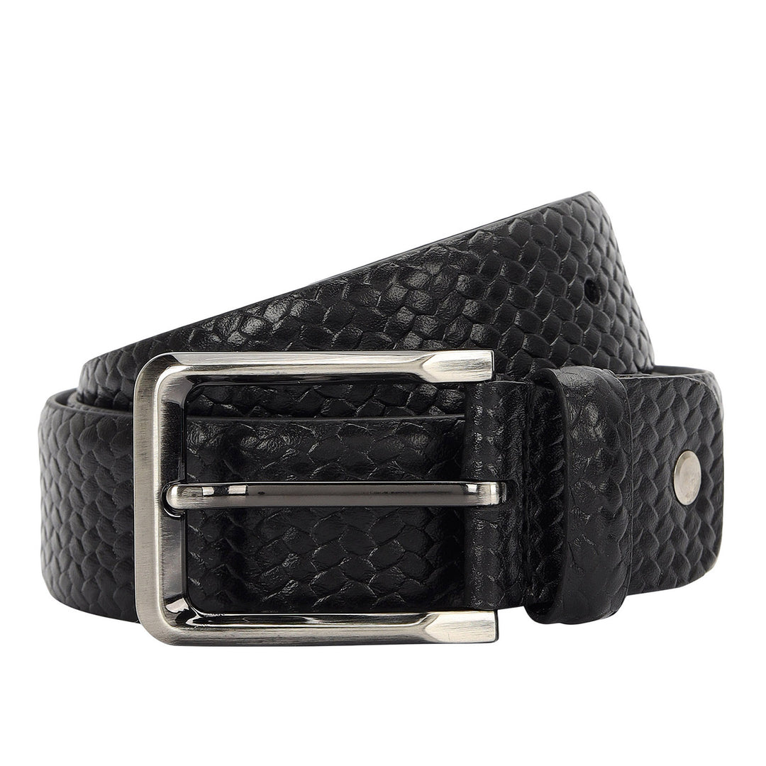 Embossed Leather Men's Gift Set - Black