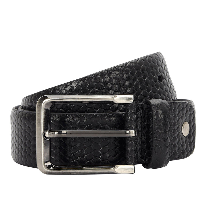 Embossed Leather Men's Gift Set - Black