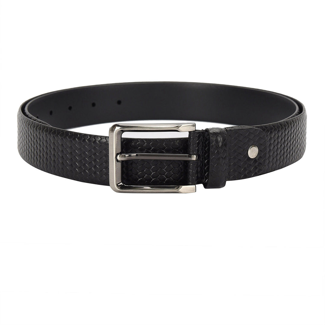 Embossed Leather Men's Gift Set - Black