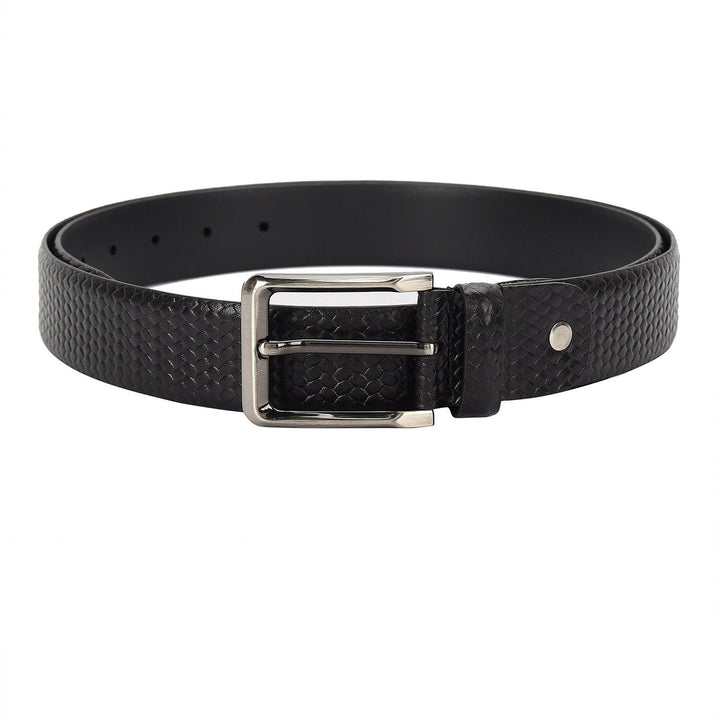 Embossed Leather Men's Gift Set - Black