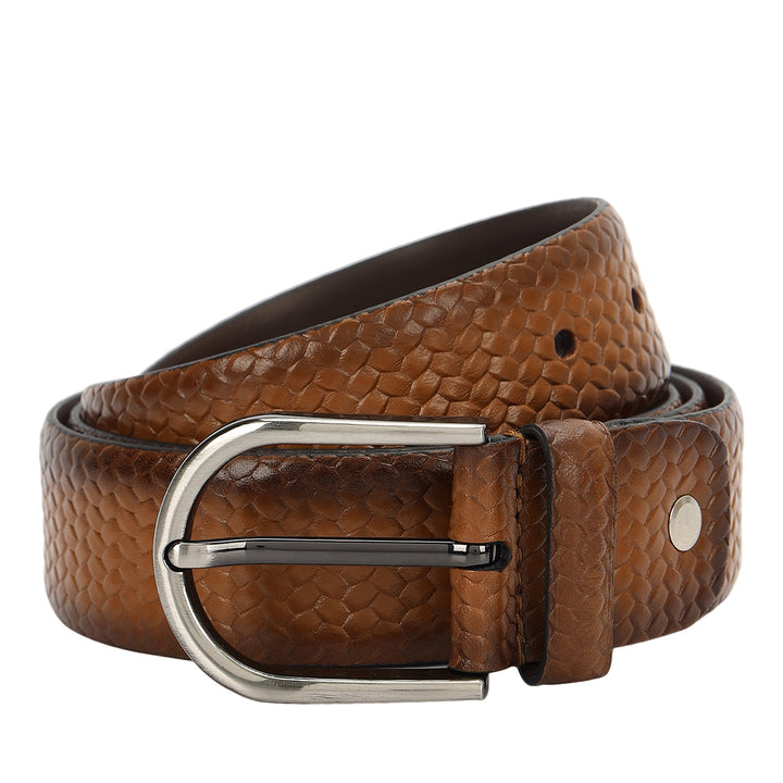 Embossed Leather Men's Gift Set - Cognac