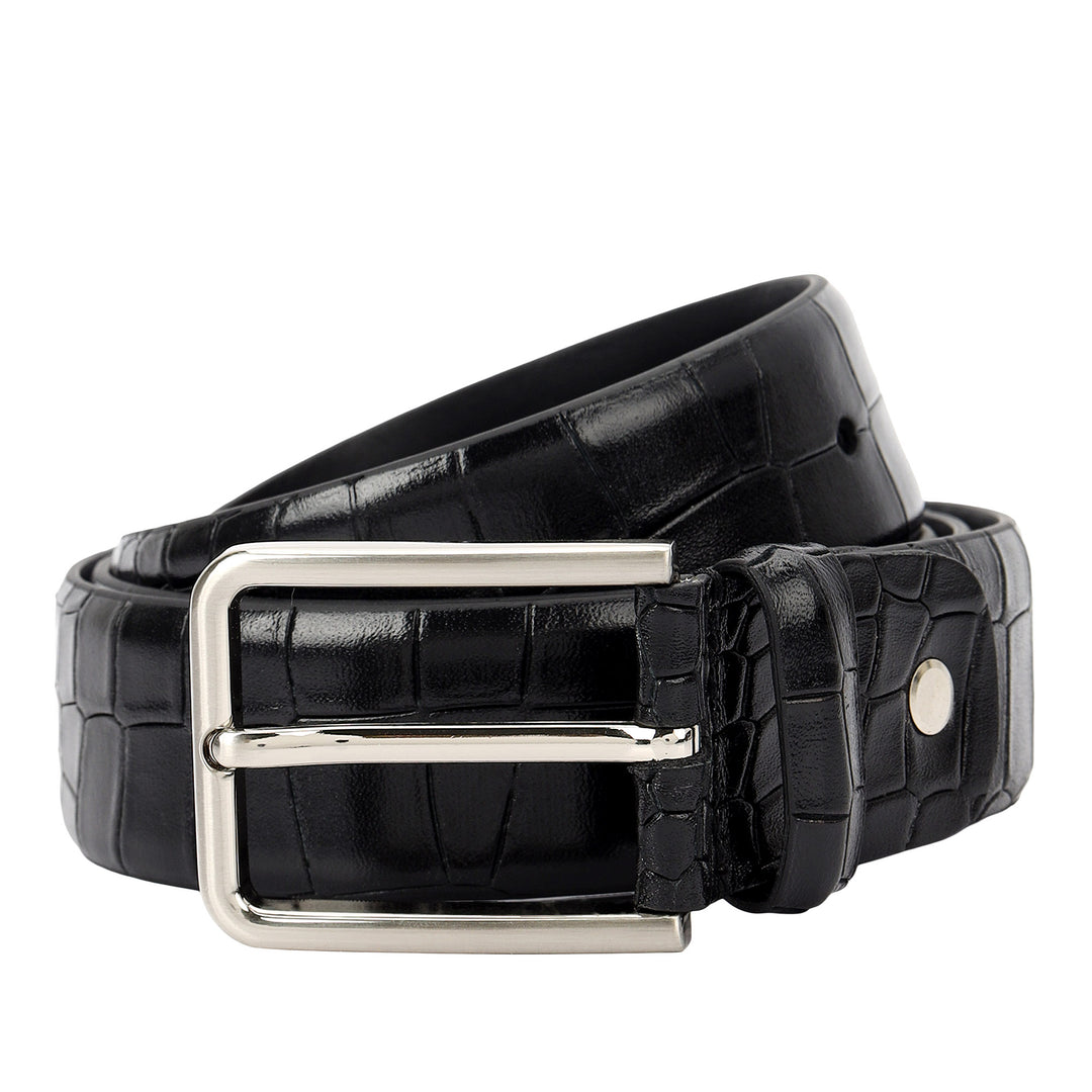 Croco -Textured Leather Men's Gift Set - Black