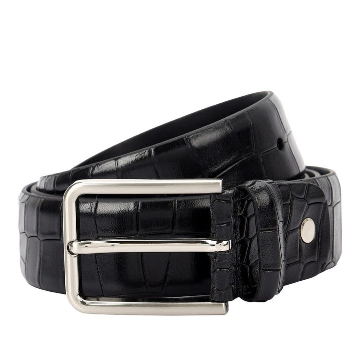 Croco -Textured Leather Men's Gift Set - Black
