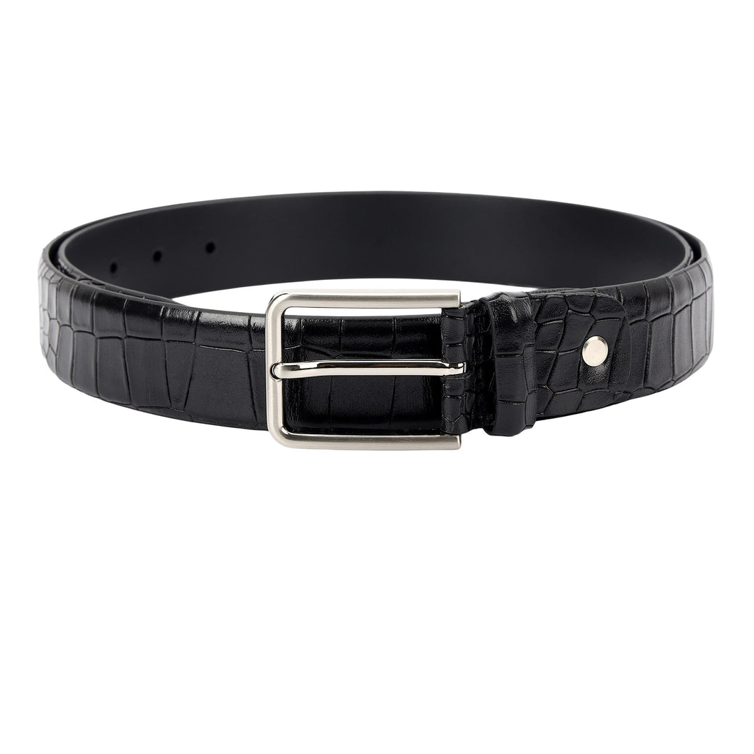 Croco -Textured Leather Men's Gift Set - Black