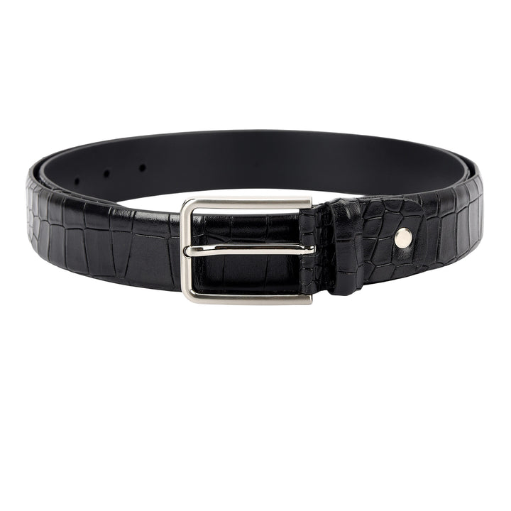 Croco -Textured Leather Men's Gift Set - Black