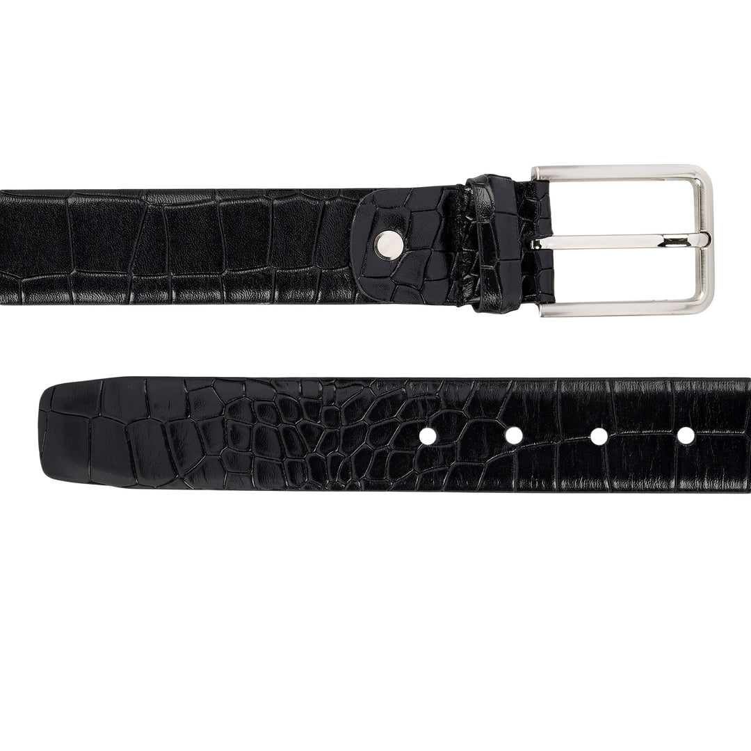 Croco -Textured Leather Men's Gift Set - Black