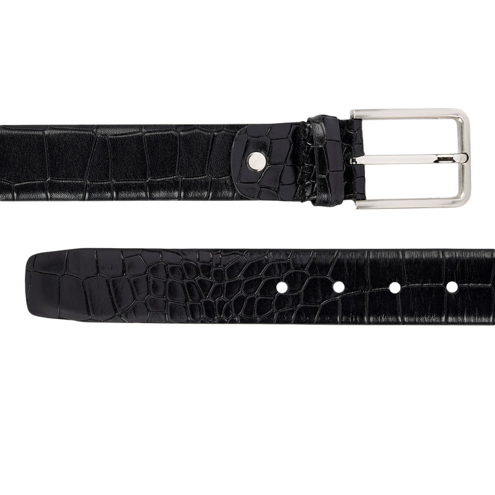 Croco -Textured Leather Men's Gift Set - Black