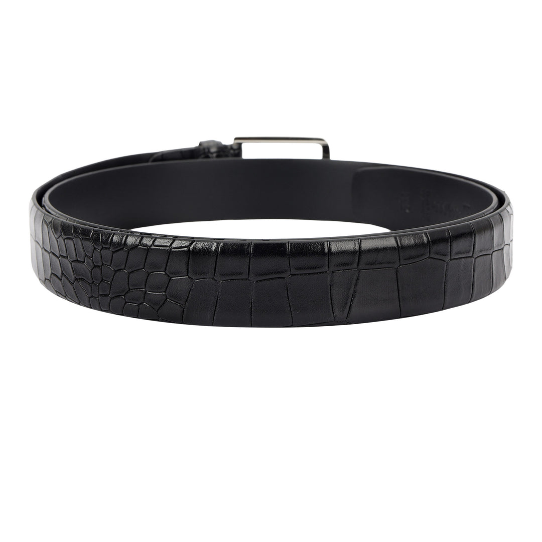 Croco -Textured Leather Men's Gift Set - Black