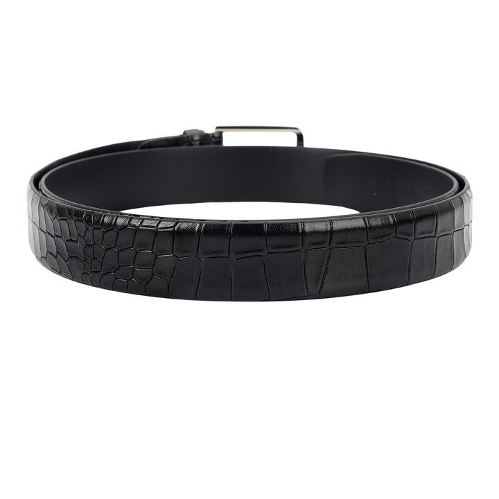 Croco -Textured Leather Men's Gift Set - Black