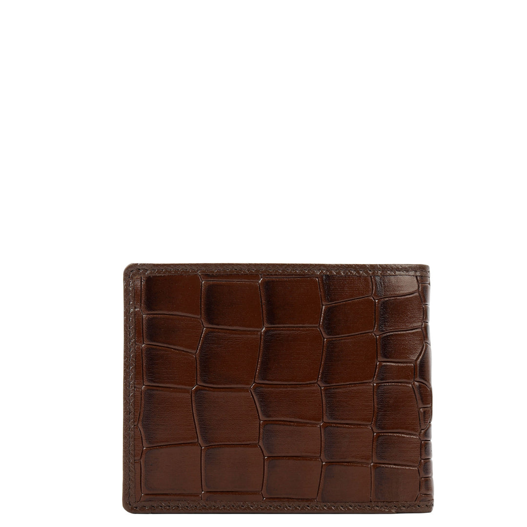 Croco- Textured Leather Men's Gift Set - Walnut