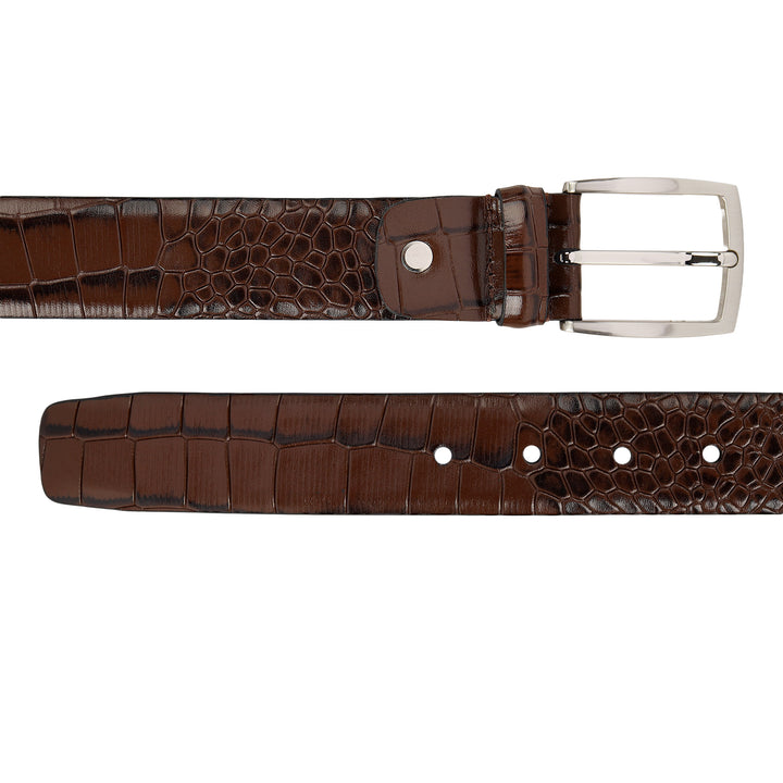 Croco- Textured Leather Men's Gift Set - Walnut