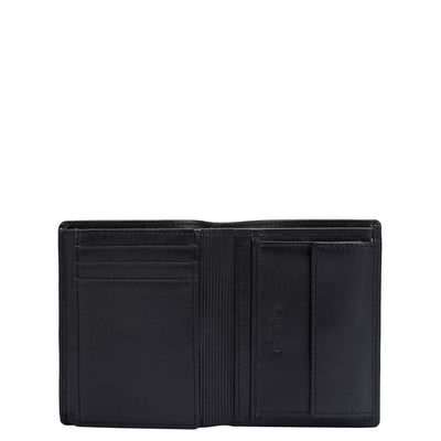 Black Plain Wax Leather Mens Wallet & Belt Gift Set