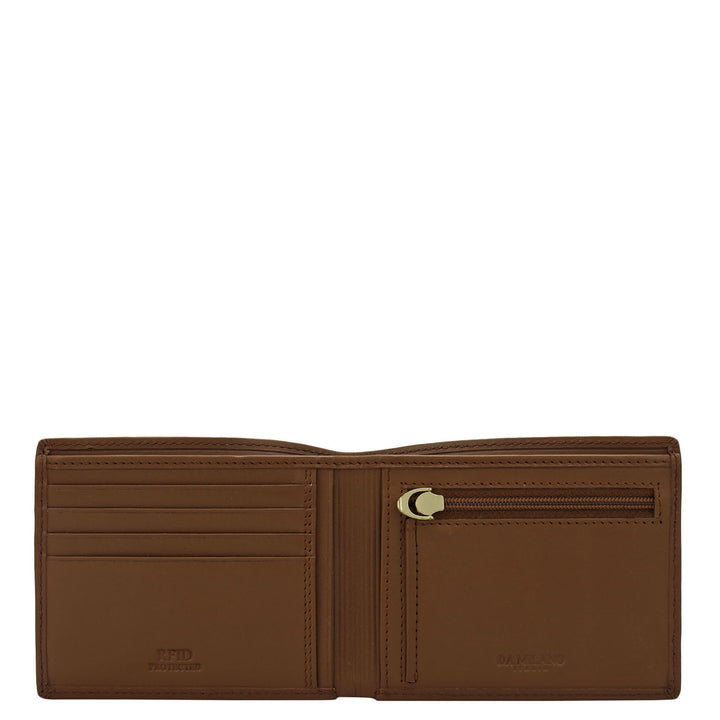 Cognac & Black Plain Leather Mens Wallet & Belt Gift Set