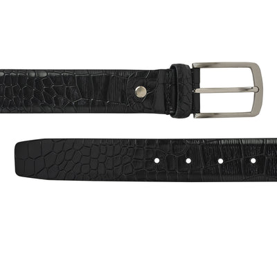 Black Croco Mens Wallet & Belt Gift Set