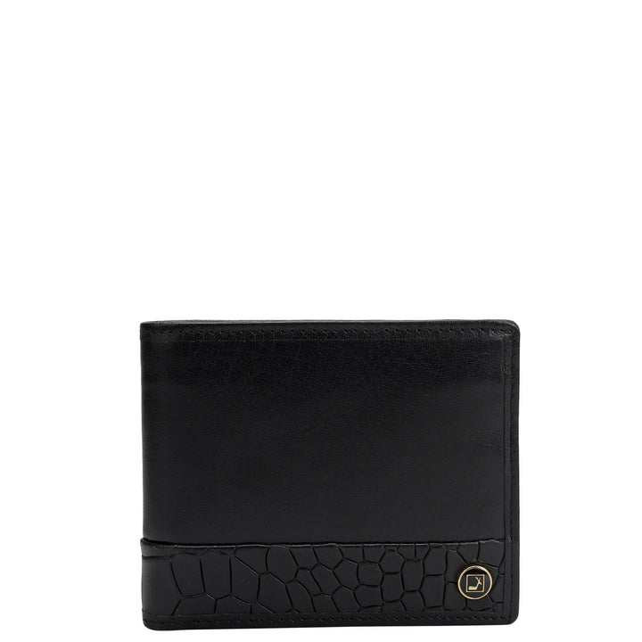 Black Plain Croco Mens Wallet & Belt Gift Set