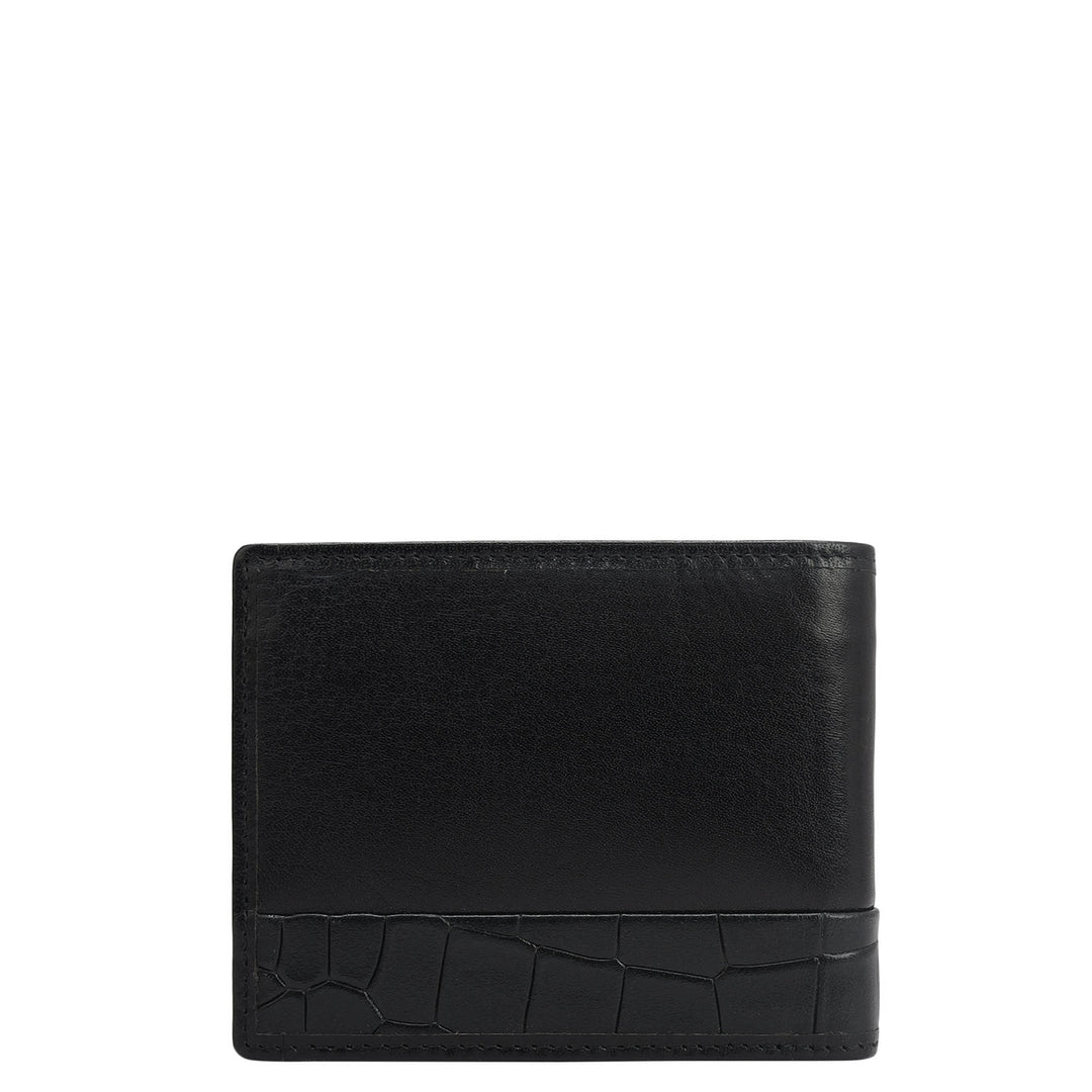 Black Plain Croco Mens Wallet & Belt Gift Set