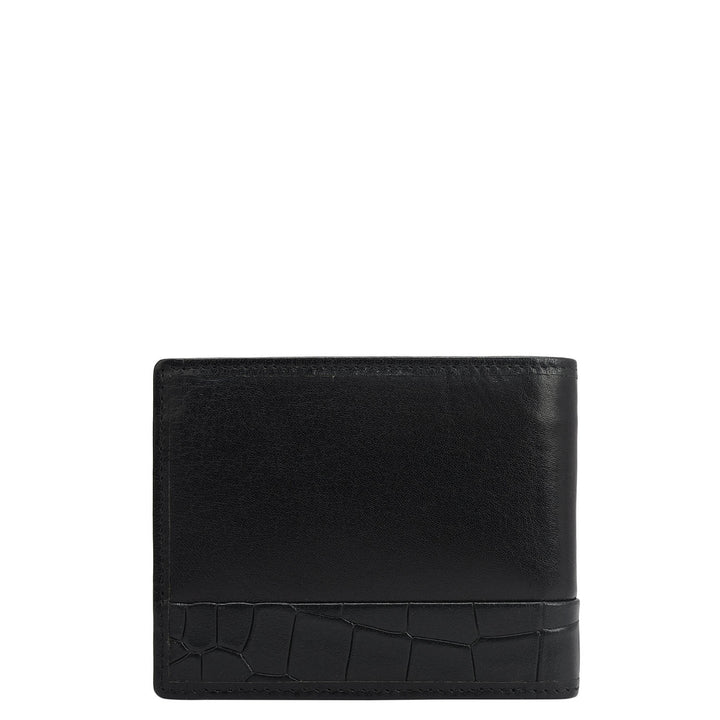 Black Plain Croco Mens Wallet & Belt Gift Set