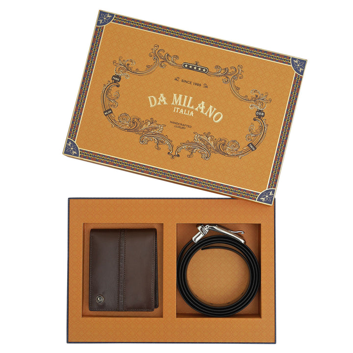 Brown Plain Mens Wallet & Belt Gift Set