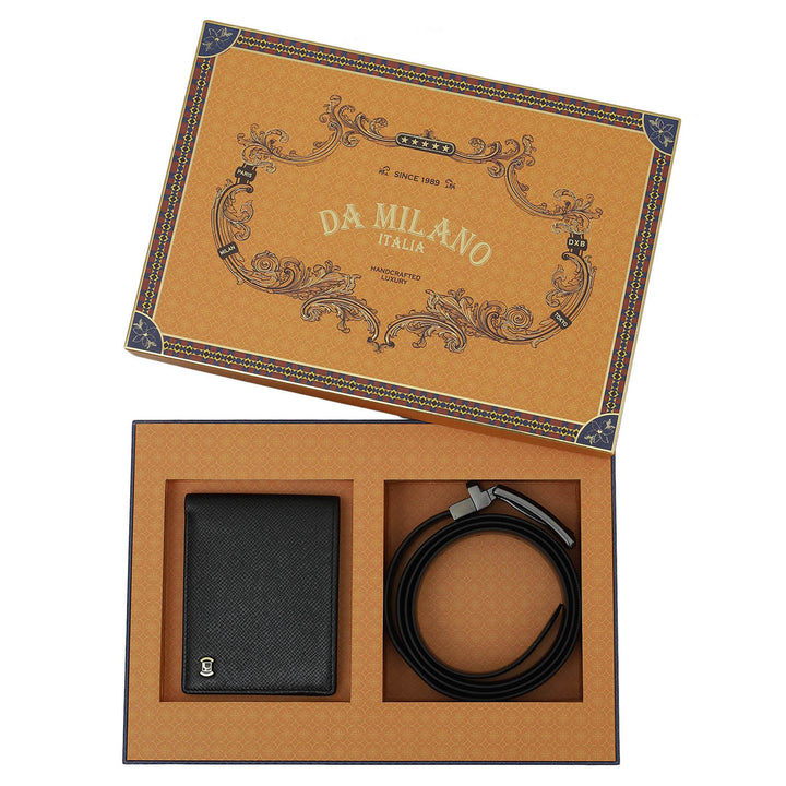 Black & Brown Franzy Leather Mens Wallet & Belt Gift Set