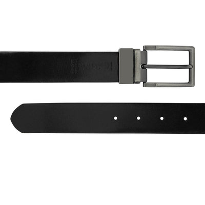 Black & Cognac Plain Leather Mens Wallet & Belt Gift Set