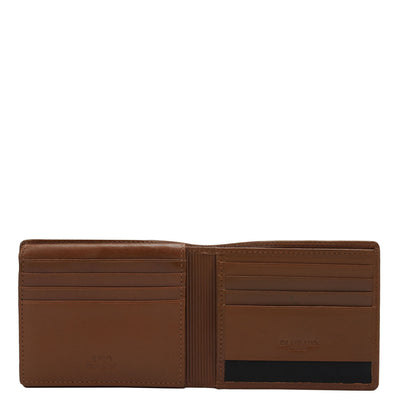 Cognac Plain Leather Mens Wallet & Belt Gift Set