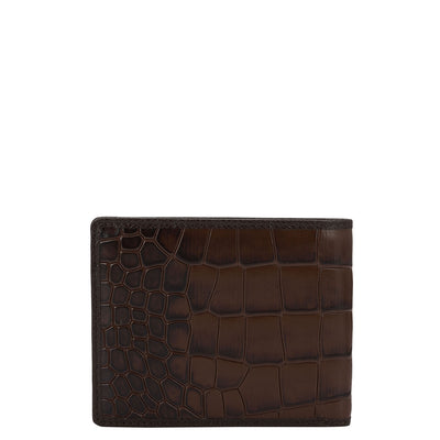 Croco Leather Mens Wallet & Belt Gift Set - Brown